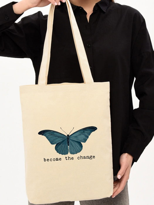 Zoozie Bags 1094 Bolso de Mano de Algodón Color Crema 35x40x8 cm